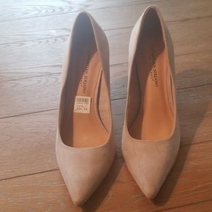Gray suede heels